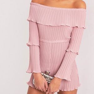 Gabriella Pink Pleated Frill Romper
